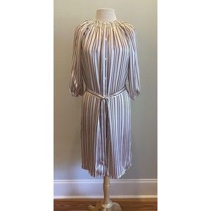 Tucker The Classic Knee Length Dress‎ Satin Stripe In Charmeuse 100% Silk S NWT